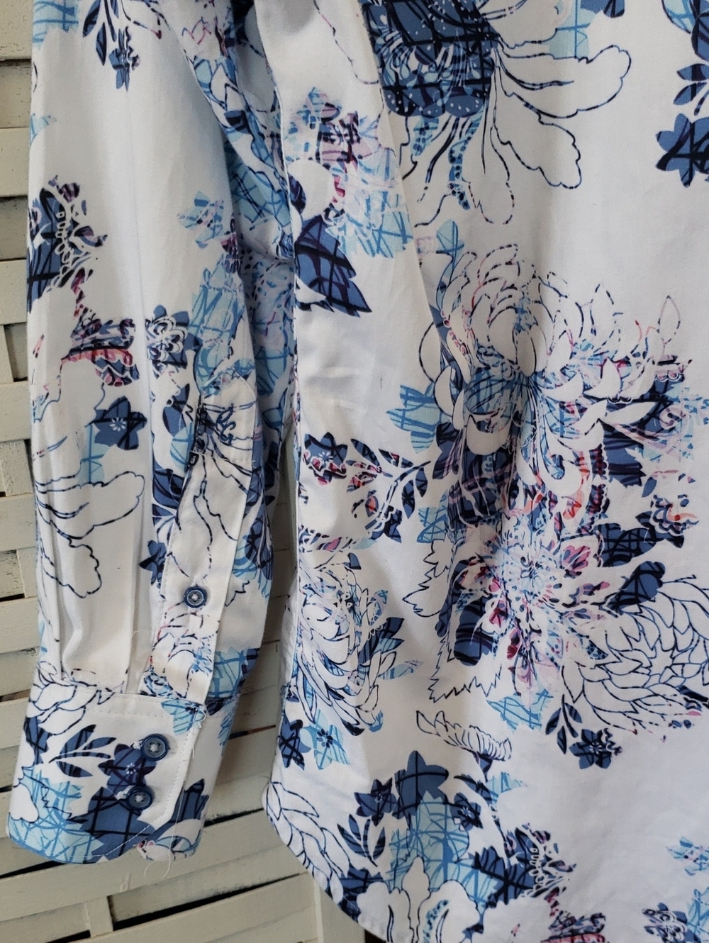 Robert Graham Men’s Blue Floral Button-Up Shirt Jacket M - Picture 5 of 7